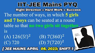 Easy Permutation amp Combination Question JEE Mains 8 April 2023 Shift 1  Circular Permutation  jee [upl. by Adnoryt]