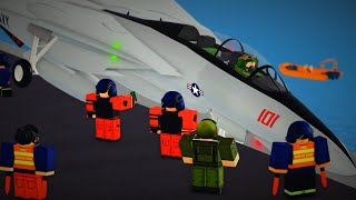 Fighter Jet OVERRUNS Aircraft Carrier Runway  PTFS Roleplay Roblox [upl. by Quintin]