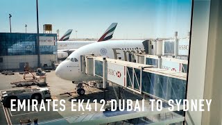 TRIP REPORT Emirates EK412 Airbus A380 Dubai to Sydney [upl. by Anole]