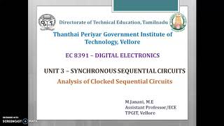 Analysis of clocked sequential circuits [upl. by Ecydnak5]