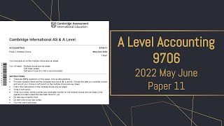 A Level Accounting May June 2022 Paper 11 970611 [upl. by Eema]