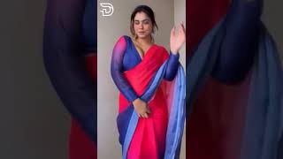 Red and Blue Combination Satin Saree with Match [upl. by Dionysus]