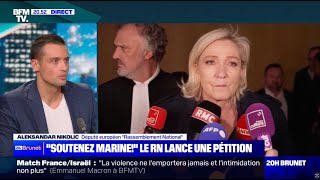 Marine Le Pen veut continuer à défendre les Français   Aleksandar Nikolic BFMTV [upl. by Anilasor]