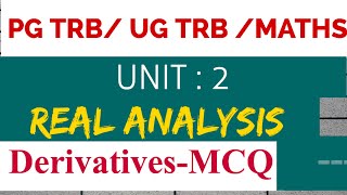 PG TRB maths UG TRBtnpscunit 2 Real Analysis derivativesmcq in tamil [upl. by Valerle]