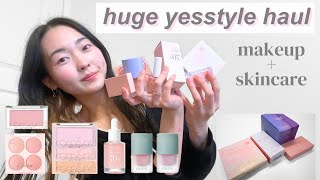 💗 HUGE k beauty yesstyle haul  makeup amp skincare  swatches review viral productsblush obsession [upl. by Jolanta798]