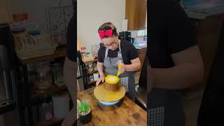 Making sunflower cakeshortsvideo sunflowercake birthdaycake [upl. by Ernesta]