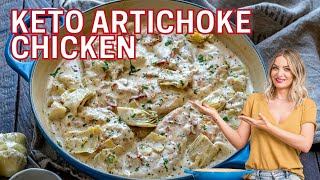 Keto Artichoke Chicken Recipe – How To Make Creamy Chicken and Artichoke – Blondelish [upl. by Kathi]