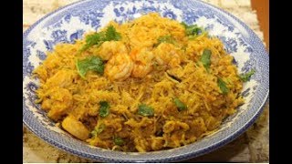 Instant Pot Express Shrimp Biryani Recipe Easy Shrimp Pulao Indian Recipe [upl. by Kramal]