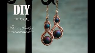 Makramowe kolczyki krok po kroku Prosta makrama  Easy micro macramé earrings Tutorial DIY [upl. by Leno]