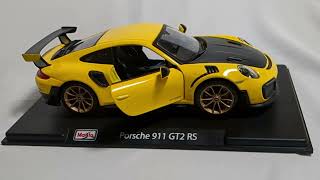 Maisto Porsche 911 GT2 RS Yellow With Carbon Hood 124 Diecast Model Car [upl. by Eissen]