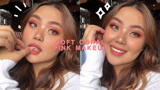 soft and aesthetic coral pink makeup ♡ quick  easy [upl. by Doble]