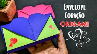 Como fazer envelope coração💝origamitutorial [upl. by Kania]