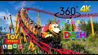 360° 4K Slinky Dog Dash Roller Coaster  Toy Story Land DISNEY WORLD [upl. by Aimik]