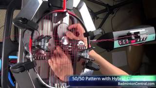 5050 Pattern with Hybrid Clamping  Badminton Stringing [upl. by Alahs]