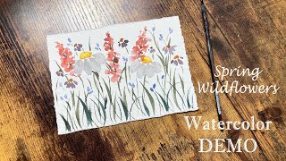 Spring Wildflowers  Watercolor DEMO for Beginners  Full Painting Process [upl. by Antebi332]