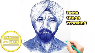 Naib subedar bana singh drawing  Gallantry Award winner drawing  bana singh ji ball pen drawing [upl. by Midas848]