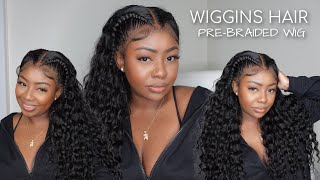 WIG INSTALL UNDER 10 MINS PRE EVERYTHING BRAIDED LOOSE DEEP WAVE WIG  SAVE UR TIME  WIGGINS HAIR [upl. by Riddle]