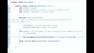 palindrome number program in java [upl. by Owain]