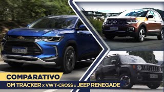 Comparativo Tracker 12 x VW TCross e Jeep Renegade [upl. by Grevera243]