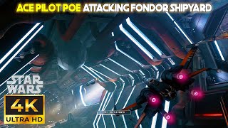 ACE PILOT Poe Attacking Fondor Shipyard  Star Wars Battlefront 2  Starfighter Assault PC 4K [upl. by Hamimej]