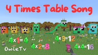 4 Times Table Song  Minecraft Numberblocks Counting Song  Mulitiplication Songs for Kids [upl. by Yrian]