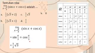 Soal 1 Limit Trigonometri sin x  cos x [upl. by Llehsim556]