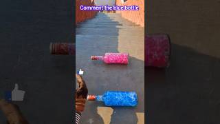 Comment the blue bottle l breaking glass bottles 🍾shorts trending glassstraw bottlelove [upl. by Elyag261]