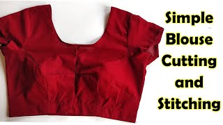 Simple Blouse Cutting and Stitching  Step by Step  English Subtitles  Stitch By Stitch [upl. by Rinee]