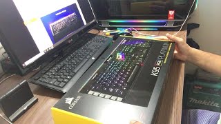 UNBOXING TECLADO MECÂNICO GAMER CORSAIR K95 RGB SWITCH CHERRY MX SPEED ABNT2 [upl. by Gage]