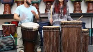 Drumskull Drums Anthony Orlando amp Sahar K  Guinea Calf Skin Kolokolo Djembe w Dununs [upl. by Hsatan772]