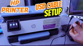 How To Connect HP Officejet Pro 8135e Printer Using a USB Cable To a Computer and Print Test Page [upl. by Anetsirk]