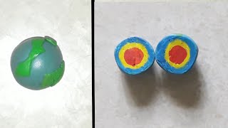 how to make a earth layer model with clay  how to make earth inside layer [upl. by Lahcear]