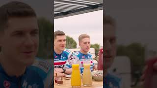 The team of Soudal QuickStep enjoys breakfast under the pergola renson soudalquickstep [upl. by Justinn]