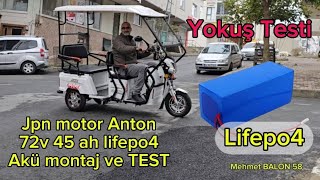 Japon anton elektrikli moped Lifepo4 akü montaj ve testi [upl. by Aggy330]