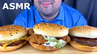 ASMR BURGERS  BURGER KING MUKBANG CHEESEBURGER HAMBURGER amp CHICKEN BURGER EATING SOUNDS [upl. by Morrell]