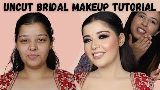 UNCUT HD BRIDAL MAKEUP TUTORIAL  Smokey eye makeup  With product names and shades  Step by step [upl. by Engracia43]