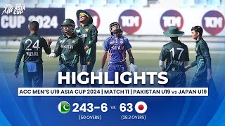 Pakistan U19 vs Japan U19  ACC Mens U19 Asia Cup  Match 11 [upl. by Joab]