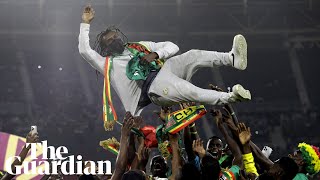 Senegal coach Cisse celebrates on Africa Cup of Nations win We never gave up [upl. by Aititil]