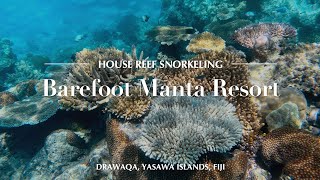 Barefoot Manta Resort Yasawa Islands Fiji  House Reef Snorkeling 4k [upl. by Jaban]