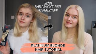 PLATINUM BLONDE HAIR TUTORIAL NO BLEACH  WELLA 1296 HAIR DYE [upl. by Lednyc]