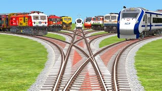 Eights Bullet Trains Crossings At 3D Railroad Crossing Tracks  indian train simulator [upl. by Attekram]