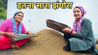 दोनों देवरानी जेठानी ने मिलकर की झंगोरा की मंडाई Preeti Rana  Pahadi lifestyle Triyuginarayan [upl. by Ghiselin]