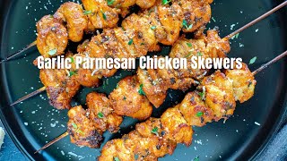 Lemon Garlic Parmesan Chicken Skewers Recipe Video [upl. by Phelips]