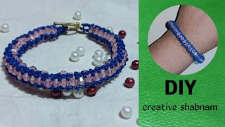 beads bracelet making tutorial DIY beaded rounded bracelet beads workcreative shabnam [upl. by Geraldina]