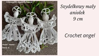 Mały aniołek na szydełko 9 cm wysokości Wzór autorski  Crochet angel tutorial No 3 [upl. by Botsford626]