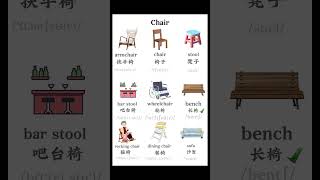 Common chair types English word shorthand  Chinese commentary Learn English from scratch [upl. by Traggat827]