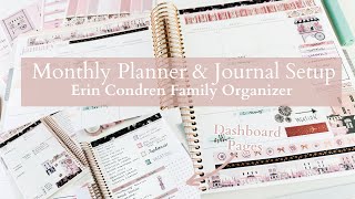 Monthly Planning Routine  Erin Condren Family Organizer  My 2024 Main Monthly Planner amp Journal [upl. by Ymassej376]