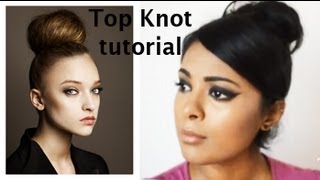 Easy Heatless Hairstyle  Top bun tutorial for short thin hair [upl. by Ahsinroc]