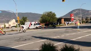 ironmancanada Penticton BC Aug 25 2024 Cyclists heading South on Main St at Duncan Ave [upl. by Hanae]