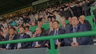 Celtic Fans Do The Huddle In Front Of Depressed Looking Rangers Board [upl. by Lyrradal]